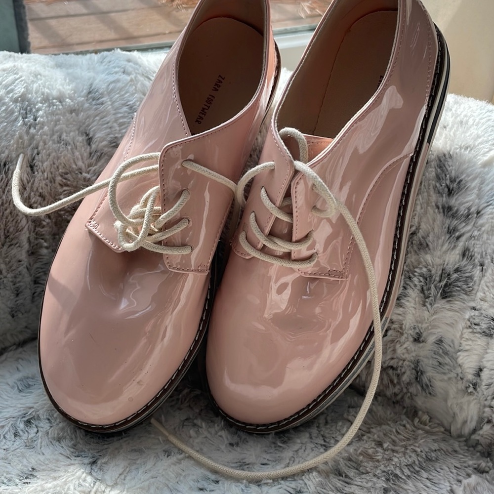 Pink patent leather shoes